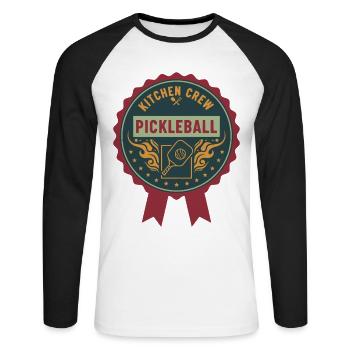 Pickleball Kitchen Crew Funny Player Love - Unisex Long Sleeve Baseball T-Shirt - white/black - Front - Nik (191cm)