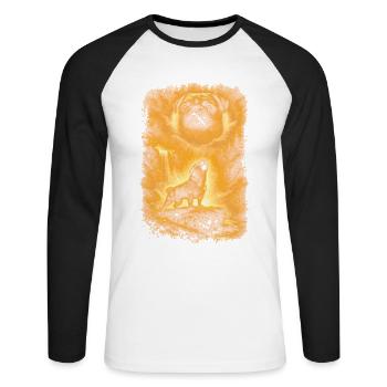 Pug, Moon - Unisex Long Sleeve Baseball T-Shirt - white/black - Front - Nik (191cm)