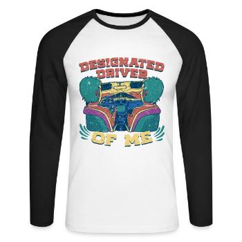 Conducteur désigné antialcoolique abstinent de moi - T-shirt baseball manches longues Homme - blanc/noir - Devant - Nik (191cm)