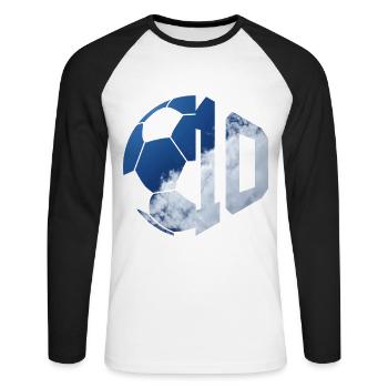NON. 10 FOOTBALLEUR NUMÉRO 10 FOOTBALL 10E ANNIVERSAIRE - T-shirt baseball manches longues Homme - blanc/noir - Devant - Nik (191cm)