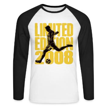 Édition Kicker d’anniversaire football 2008 - T-shirt baseball manches longues Homme - blanc/noir - Devant - Nik (191cm)