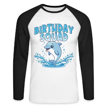 Geburtstagsstaffel Strand-Sommerkreuzfahrt Dolphin - Unisex Baseballshirt langarm - Weiß/Schwarz - Vorne - Nik (191cm)