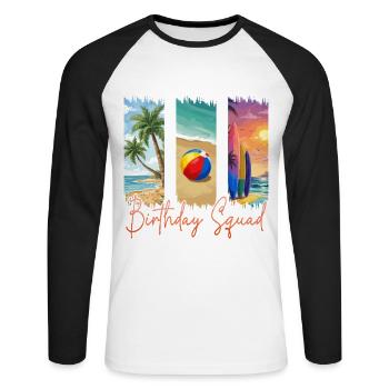 Birthday Squad Beach Sommerkreuzfahrt - Unisex Baseballshirt langarm - Weiß/Schwarz - Vorne - Nik (191cm)