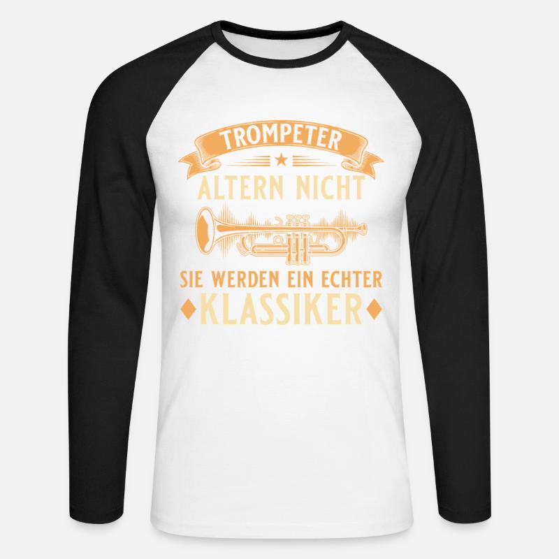 Trompeter altern nicht - Echter Klassiker Musiker - Unisex Baseballshirt langarm - Weiß/Schwarz
