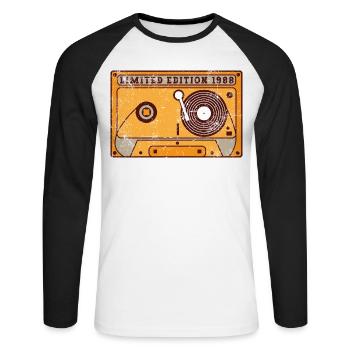Millésime 1988 - T-shirt baseball manches longues Homme - blanc/noir - Devant - Nik (191cm)