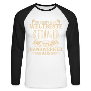 Weltbester Handwerker – Stolzer Meister Handwerk - Unisex Baseballshirt langarm - Weiß/Schwarz - Vorne - Nik (191cm)