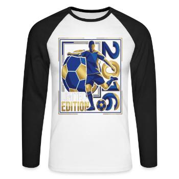 Fußball 2016 Limited Edition Spieler Design - Unisex Baseballshirt langarm - Weiß/Schwarz - Vorne - Nik (191cm)