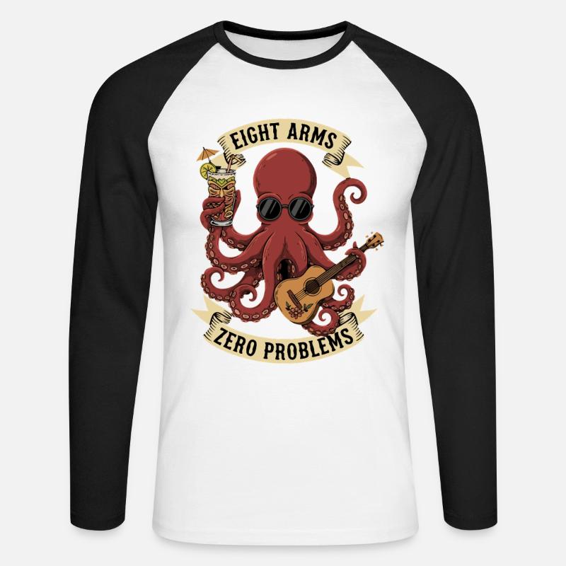 Eight Arms Zero Problems - Unisex Long Sleeve Baseball T-Shirt - white/black
