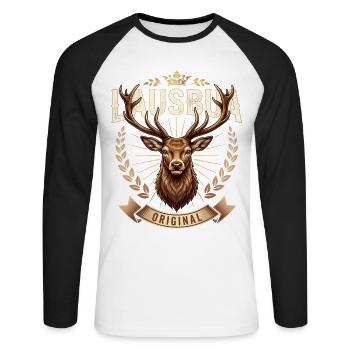 Boys Lausbua Shirt Kids Traditional Shirt Men - Unisex Long Sleeve Baseball T-Shirt - white/black - Front - Nik (191cm)