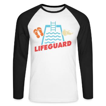 Lifeguards Love Lifeguard Swimmers - Unisex Long Sleeve Baseball T-Shirt - white/black - Front - Nik (191cm)