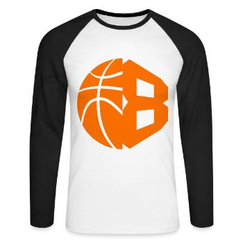 NR. 8 BASKETBALL NUMMER 8 BASKETBALL 8. GEBURTSTAG - Unisex Baseballshirt langarm - Weiß/Schwarz - Vorne - Nik (191cm)