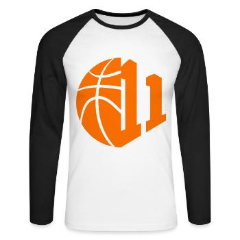 NUMBER 11 BASKETBALL 11TH BIRTHDAY - Unisex Long Sleeve Baseball T-Shirt - white/black - Front - Nik (191cm)