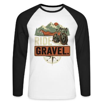 Vélo de gravier Vélo de montagne Bikepacking - T-shirt baseball manches longues Homme - blanc/noir - Devant - Nik (191cm)