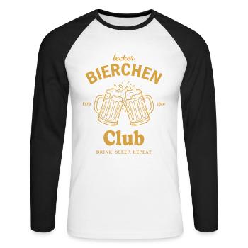 Chemise de bière Drôle Amateur de bière Hommes cadeaux - T-shirt baseball manches longues Homme - blanc/noir - Devant - Nik (191cm)