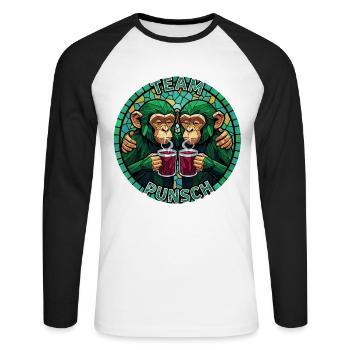 Team Punch Monkey Mulled Wine - Unisex Long Sleeve Baseball T-Shirt - white/black - Front - Nik (191cm)