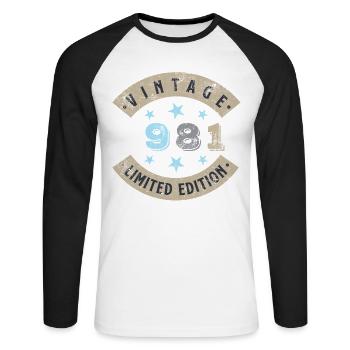 Vintage 1981 - Unisex Long Sleeve Baseball T-Shirt - white/black - Front - Nik (191cm)