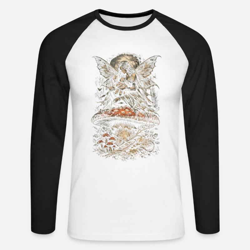 Fairycore Fee Gotisch - Unisex Baseballshirt langarm - Weiß/Schwarz