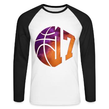 NUMBER 17 BASKETBALL 17TH BIRTHDAY - Unisex Long Sleeve Baseball T-Shirt - white/black - Front - Nik (191cm)
