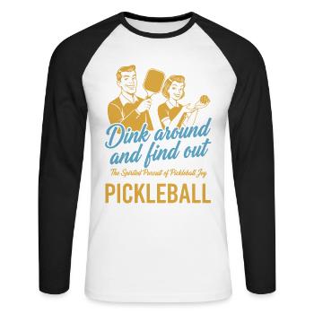 Pickleball S’amuse et découvre l’Amour Drôle - T-shirt baseball manches longues Homme - blanc/noir - Devant - Nik (191cm)