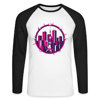 Cercle de la silhouette Tokyo Japon - T-shirt baseball manches longues Homme - blanc/noir - Devant - Nik (191cm)