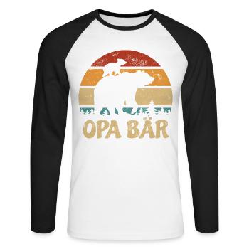 Grandpa Bear - Mother's Day - Vintage Gift - Unisex Long Sleeve Baseball T-Shirt - white/black - Front - Nik (191cm)