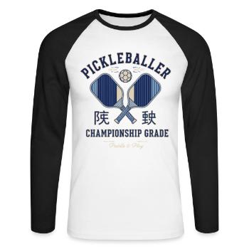 Pickleball Funny Player Love Pickleball Court - Unisex Long Sleeve Baseball T-Shirt - white/black - Front - Nik (191cm)