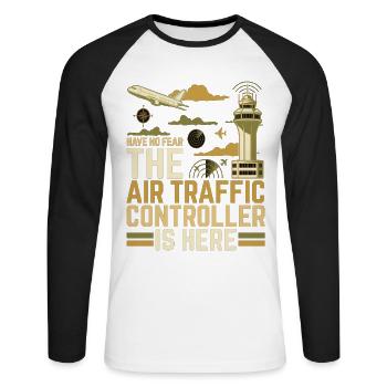 Contrôleur aérien qui dit contrôleur aérien - T-shirt baseball manches longues Homme - blanc/noir - Devant - Nik (191cm)