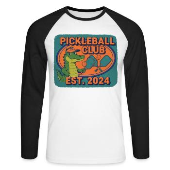 Pickleball Club Est 2024 Funny Player Pickle Ball - Unisex Long Sleeve Baseball T-Shirt - white/black - Front - Nik (191cm)