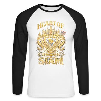 Thailand Thai Pride Heart Of Siam - Unisex Baseballshirt langarm - Weiß/Schwarz - Vorne - Nik (191cm)