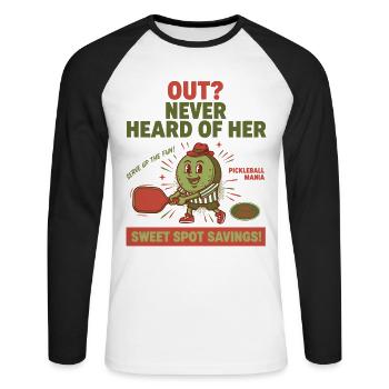 Pickleball-Spieler lieben Pickleball NIE GEHÖRT - Unisex Baseballshirt langarm - Weiß/Schwarz - Vorne - Nik (191cm)