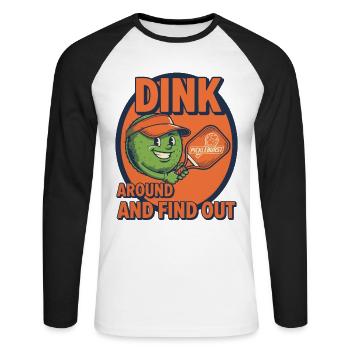 Pickleball S’amuse et découvre Un Joueur Drôle - T-shirt baseball manches longues Homme - blanc/noir - Devant - Nik (191cm)