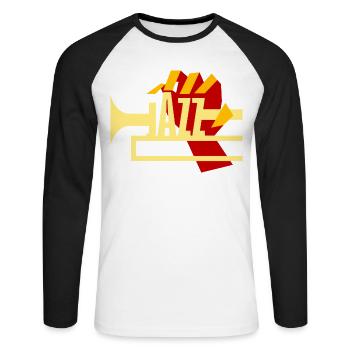 Jazz Brass - T-shirt baseball manches longues Homme - blanc/noir - Devant - Nik (191cm)