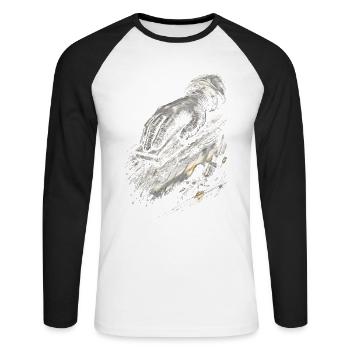 Peintre de véhicules Peintre de voitures Peintre - T-shirt baseball manches longues Homme - blanc/noir - Devant - Nik (191cm)