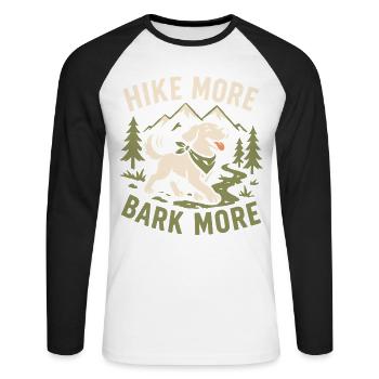 Mehr wandern Bellen Mehr Outdoor-Hundedesign - Unisex Baseballshirt langarm - Weiß/Schwarz - Vorne - Nik (191cm)