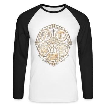 Mittelalterfest Mittelaltermarkt Roleplay - Unisex Baseballshirt langarm - Weiß/Schwarz - Vorne - Nik (191cm)