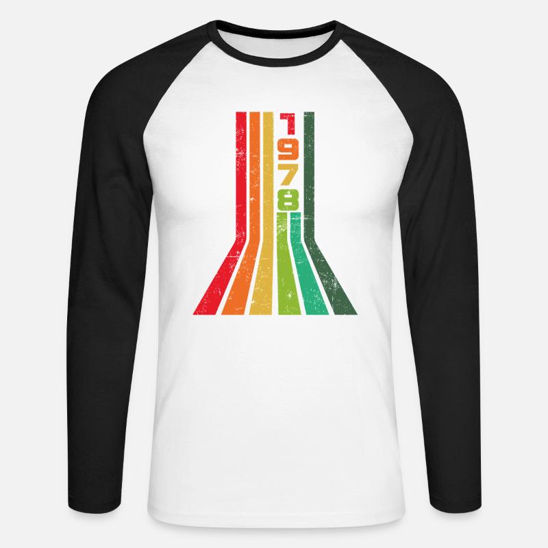 Annata 1978 - Maglia da baseball a manica lunga da uomo - bianco/nero