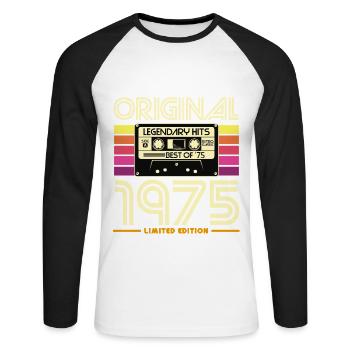 Original 1975 Cassette Limited - T-shirt baseball manches longues Homme - blanc/noir - Devant - Nik (191cm)
