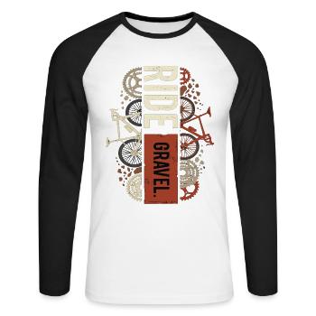 Vélo de gravel vélo d’aventure - T-shirt baseball manches longues Homme - blanc/noir - Devant - Nik (191cm)