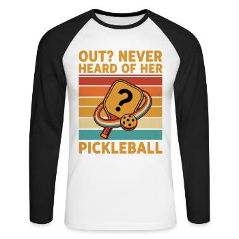 Joueur drôle de pickleball Adore le pickleball Jamais - T-shirt baseball manches longues Homme - blanc/noir - Devant - Nik (191cm)