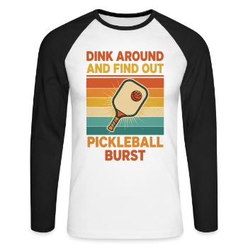 Pickleball S’amuse et découvre Un Joueur Drôle - T-shirt baseball manches longues Homme - blanc/noir - Devant - Nik (191cm)