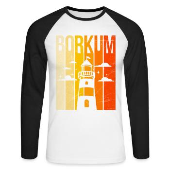 Île Borkum BORKUM Vacances en mer du Nord Drôle - T-shirt baseball manches longues Homme - blanc/noir - Devant - Nik (191cm)