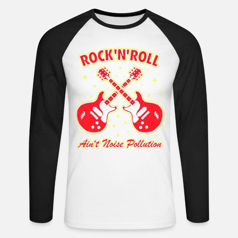 Rock 'n' Roll ist keine Lärmbelastung - Unisex Baseballshirt langarm - Weiß/Schwarz