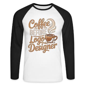 Logo Designer Coffee Graphic Artist Coffee Lover - Unisex Baseballshirt langarm - Weiß/Schwarz - Vorne - Nik (191cm)
