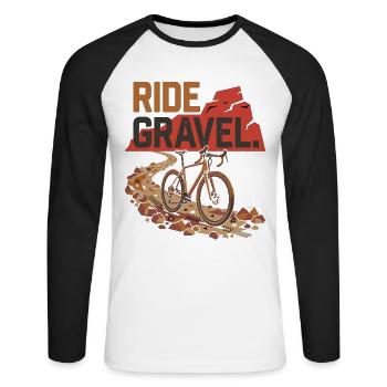 Ride Gravel Fahrrad Offroad Bike Abenteuer - Unisex Baseballshirt langarm - Weiß/Schwarz - Vorne - Nik (191cm)