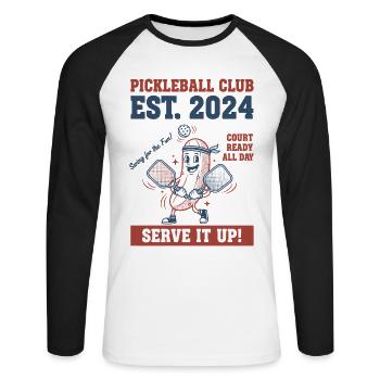 Pickleball Club Est 2024 Serve It Up Funny Player - Unisex Long Sleeve Baseball T-Shirt - white/black - Front - Nik (191cm)