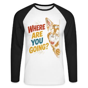 Curious dog, funny look - Unisex Long Sleeve Baseball T-Shirt - white/black - Front - Nik (191cm)