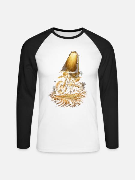 Dirtbike Dirt Bike Motocross - Unisex Long Sleeve Baseball T-Shirt - white/black