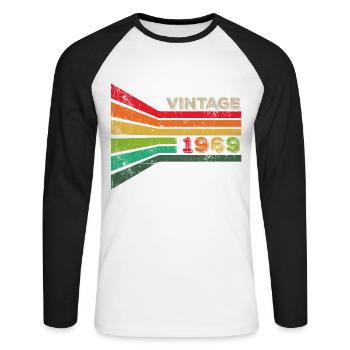 Vintage 1969 - Unisex Long Sleeve Baseball T-Shirt - white/black - Front - Nik (191cm)