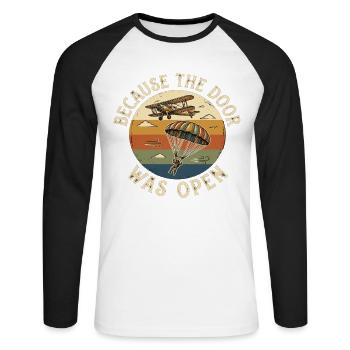 Skydiving Vintage Pilot Airplane - Unisex Long Sleeve Baseball T-Shirt - white/black - Front - Nik (191cm)