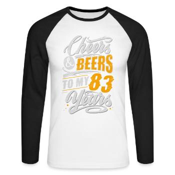 83. Geburtstag - Unisex Baseballshirt langarm - Weiß/Schwarz - Vorne - Nik (191cm)